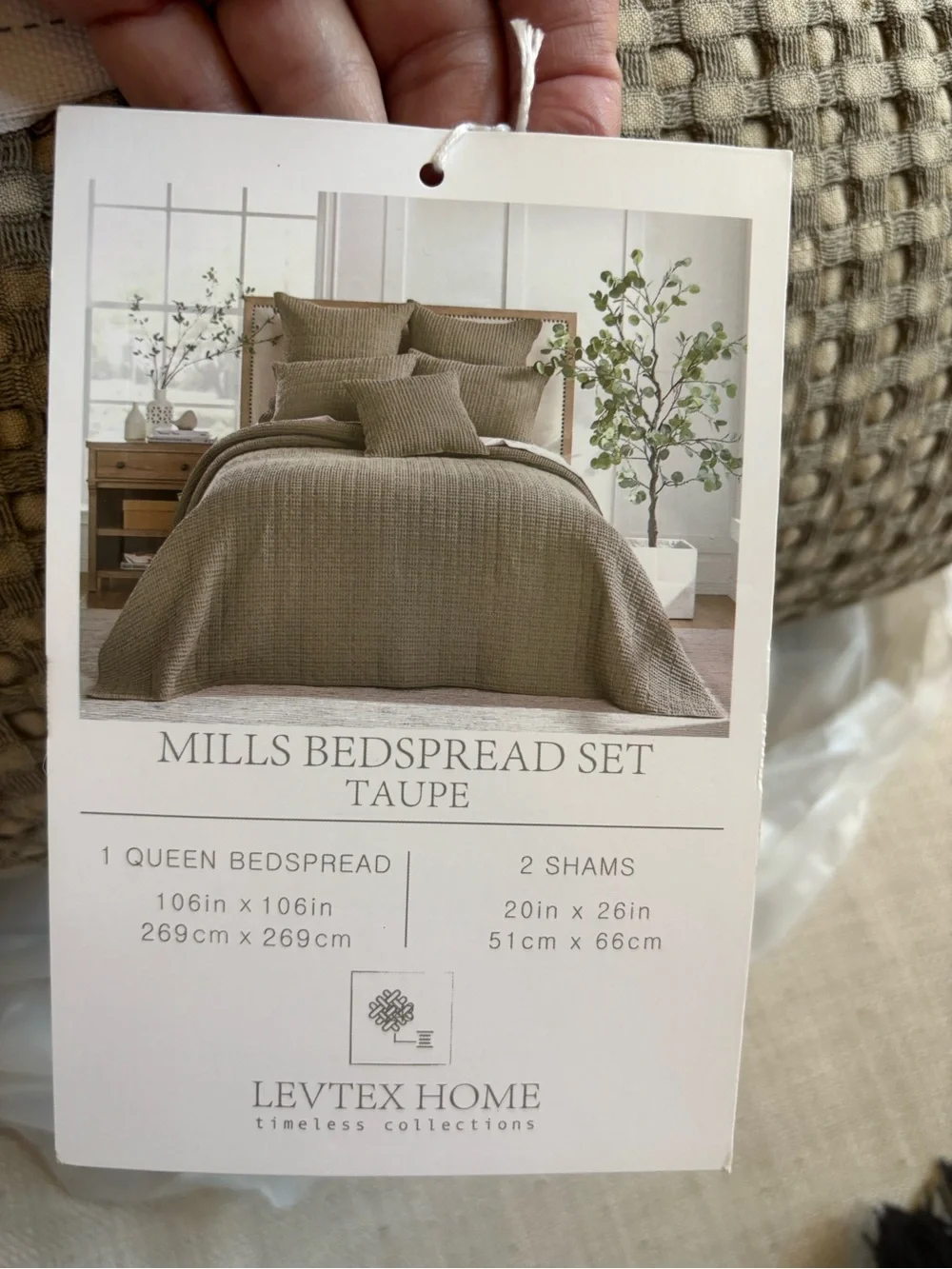 Levtex Home Mills Waffle Taupe Queen Bedspread Set 3 Pc 106x106